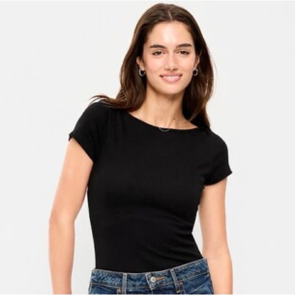 Old Navy Black Boatneck Short sleeve Top